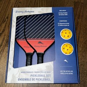 NEW Tommy Bahama Blue And Red Stripe PICKLEBALL Paddle SET